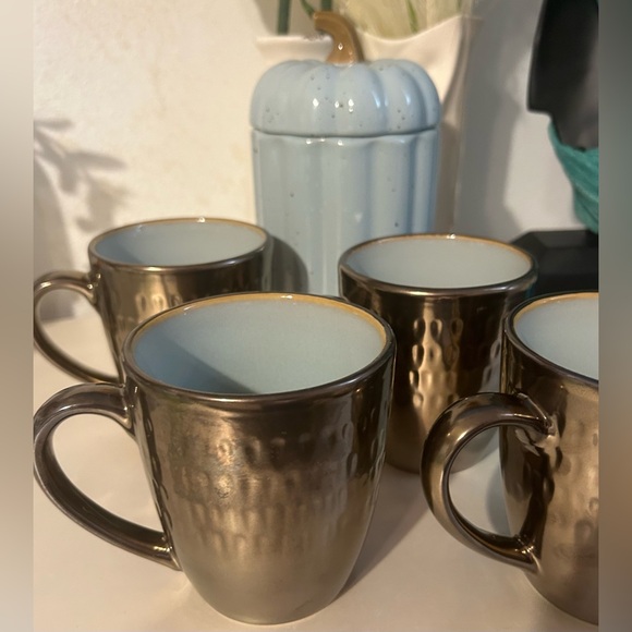 4 Food Network “Angelica” bronze, metallic mug with light blue inside. 4” - Picture 12 of 15